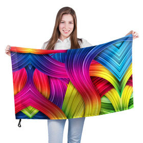 Флаг 3D с принтом Абстракция в Белгороде, 100% полиэстер | плотность ткани — 95 г/м2, размер — 67 х 109 см. Принт наносится с одной стороны | кислотный | обстракция | радуга | свет | спектр | цвет | цвета | яркие