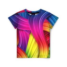 Детская футболка 3D с принтом Абстракция в Белгороде, 100% гипоаллергенный полиэфир | прямой крой, круглый вырез горловины, длина до линии бедер, чуть спущенное плечо, ткань немного тянется | кислотный | обстракция | радуга | свет | спектр | цвет | цвета | яркие