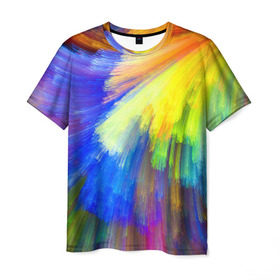 Мужская футболка 3D с принтом Абстракция в Белгороде, 100% полиэфир | прямой крой, круглый вырез горловины, длина до линии бедер | кислотный | обстракция | радуга | свет | спектр | цвет | цвета | яркие
