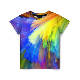 Детская футболка 3D с принтом Абстракция в Белгороде, 100% гипоаллергенный полиэфир | прямой крой, круглый вырез горловины, длина до линии бедер, чуть спущенное плечо, ткань немного тянется | кислотный | обстракция | радуга | свет | спектр | цвет | цвета | яркие