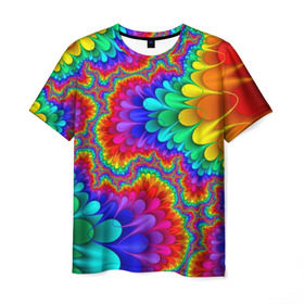 Мужская футболка 3D с принтом Узор в Белгороде, 100% полиэфир | прямой крой, круглый вырез горловины, длина до линии бедер | кислотный | обстракция | радуга | свет | спектр | узор | цвет | цвета | яркие