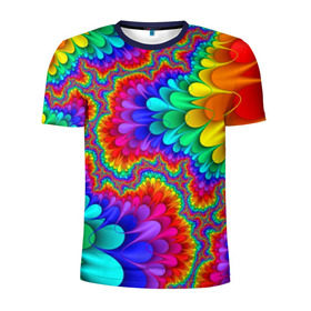 Мужская футболка 3D спортивная с принтом Узор в Белгороде, 100% полиэстер с улучшенными характеристиками | приталенный силуэт, круглая горловина, широкие плечи, сужается к линии бедра | Тематика изображения на принте: кислотный | обстракция | радуга | свет | спектр | узор | цвет | цвета | яркие
