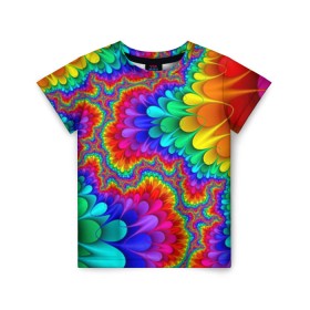 Детская футболка 3D с принтом Узор в Белгороде, 100% гипоаллергенный полиэфир | прямой крой, круглый вырез горловины, длина до линии бедер, чуть спущенное плечо, ткань немного тянется | кислотный | обстракция | радуга | свет | спектр | узор | цвет | цвета | яркие
