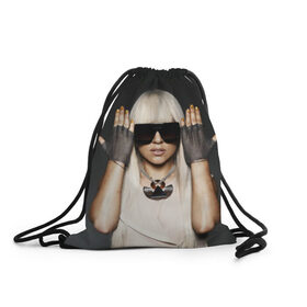 Рюкзак-мешок 3D с принтом Lady Gaga в Белгороде, 100% полиэстер | плотность ткани — 200 г/м2, размер — 35 х 45 см; лямки — толстые шнурки, застежка на шнуровке, без карманов и подкладки | lady gaga | блондинка | звезда | знаменитость | леди гаага | очки | певица | поп | эпатаж | эпатажная