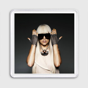 Магнит 55*55 с принтом Lady Gaga в Белгороде, Пластик | Размер: 65*65 мм; Размер печати: 55*55 мм | lady gaga | блондинка | звезда | знаменитость | леди гаага | очки | певица | поп | эпатаж | эпатажная