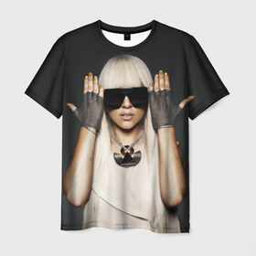 Мужская футболка 3D с принтом Lady Gaga в Белгороде, 100% полиэфир | прямой крой, круглый вырез горловины, длина до линии бедер | lady gaga | блондинка | звезда | знаменитость | леди гаага | очки | певица | поп | эпатаж | эпатажная