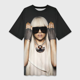 Платье-футболка 3D с принтом Lady Gaga в Белгороде,  |  | lady gaga | блондинка | звезда | знаменитость | леди гаага | очки | певица | поп | эпатаж | эпатажная