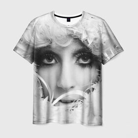 Мужская футболка 3D с принтом Lady Gaga в Белгороде, 100% полиэфир | прямой крой, круглый вырез горловины, длина до линии бедер | Тематика изображения на принте: lady gaga | белые | блондинка | звезда | знаменитость | леди гаага | певица | перья | поп | эпатаж | эпатажная