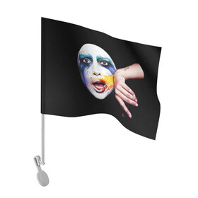 Флаг для автомобиля с принтом Lady Gaga в Белгороде, 100% полиэстер | Размер: 30*21 см | lady gaga | взгляд | звезда | знаменитость | леди гаага | певица | поп | портрет | эпатаж | эпатажная