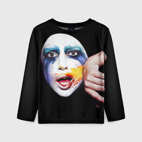 Детский лонгслив 3D с принтом Lady Gaga в Белгороде, 100% полиэстер | длинные рукава, круглый вырез горловины, полуприлегающий силуэт
 | Тематика изображения на принте: lady gaga | взгляд | звезда | знаменитость | леди гаага | певица | поп | портрет | эпатаж | эпатажная