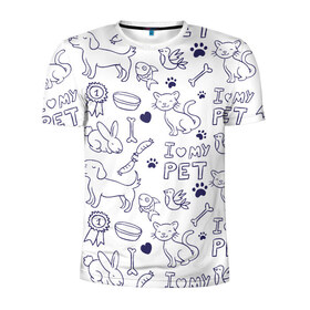 Мужская футболка 3D спортивная с принтом Я люблю своих питомцев в Белгороде, 100% полиэстер с улучшенными характеристиками | приталенный силуэт, круглая горловина, широкие плечи, сужается к линии бедра | Тематика изображения на принте: животные | коты | любовь | собаки