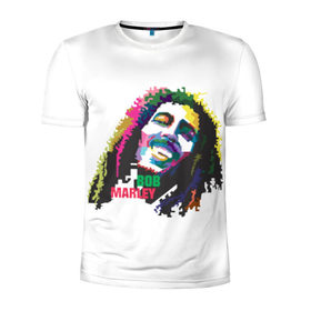 Мужская футболка 3D спортивная с принтом Bob Marley в Белгороде, 100% полиэстер с улучшенными характеристиками | приталенный силуэт, круглая горловина, широкие плечи, сужается к линии бедра | 2016 | арт | дизайн | зд | объем | поп | портреты