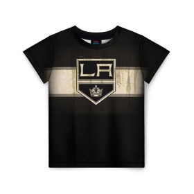 Детская футболка 3D с принтом Лос-Анджелес Кингз в Белгороде, 100% гипоаллергенный полиэфир | прямой крой, круглый вырез горловины, длина до линии бедер, чуть спущенное плечо, ткань немного тянется | nhl | лос анджелес кингз | нхл | хоккеист | хоккей