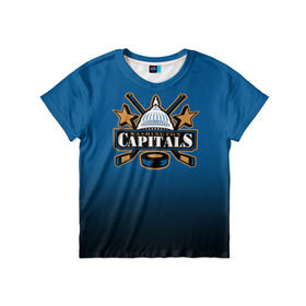 Детская футболка 3D с принтом Вашингтон Кэпиталз в Белгороде, 100% гипоаллергенный полиэфир | прямой крой, круглый вырез горловины, длина до линии бедер, чуть спущенное плечо, ткань немного тянется | nhl | вашингтон кэпиталз | нхл | хоккеист | хоккей
