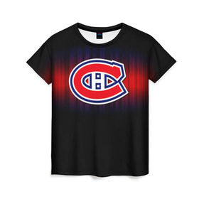 Женская футболка 3D с принтом Монреаль Канадиенс в Белгороде, 100% полиэфир ( синтетическое хлопкоподобное полотно) | прямой крой, круглый вырез горловины, длина до линии бедер | nhl | монреаль канадиенс | нхл | хоккеист | хоккей