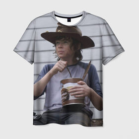 Мужская футболка 3D с принтом Карл Граймс в Белгороде, 100% полиэфир | прямой крой, круглый вырез горловины, длина до линии бедер | зомби