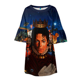 Детское платье 3D с принтом Michael Jackson в Белгороде, 100% полиэстер | прямой силуэт, чуть расширенный к низу. Круглая горловина, на рукавах — воланы | майкл джексон