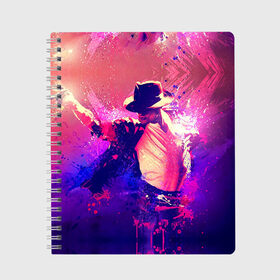 Тетрадь с принтом Michael Jackson в Белгороде, 100% бумага | 48 листов, плотность листов — 60 г/м2, плотность картонной обложки — 250 г/м2. Листы скреплены сбоку удобной пружинной спиралью. Уголки страниц и обложки скругленные. Цвет линий — светло-серый
 | джексон | майкл