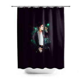 Штора 3D для ванной с принтом Michael Jackson в Белгороде, 100% полиэстер | плотность материала — 100 г/м2. Стандартный размер — 146 см х 180 см. По верхнему краю — пластиковые люверсы для креплений. В комплекте 10 пластиковых колец | майкл джексон