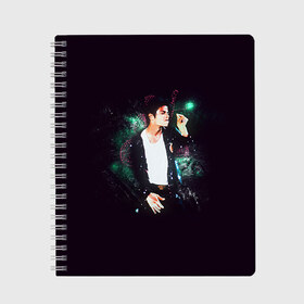 Тетрадь с принтом Michael Jackson в Белгороде, 100% бумага | 48 листов, плотность листов — 60 г/м2, плотность картонной обложки — 250 г/м2. Листы скреплены сбоку удобной пружинной спиралью. Уголки страниц и обложки скругленные. Цвет линий — светло-серый
 | Тематика изображения на принте: майкл джексон