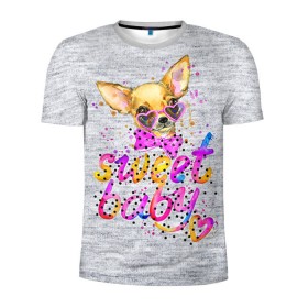 Мужская футболка 3D спортивная с принтом милая Чихуахуа в Белгороде, 100% полиэстер с улучшенными характеристиками | приталенный силуэт, круглая горловина, широкие плечи, сужается к линии бедра | Тематика изображения на принте: baby | dog | sweet | девушке | собачка | чихуахуа
