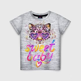 Детская футболка 3D с принтом sweet cat в Белгороде, 100% гипоаллергенный полиэфир | прямой крой, круглый вырез горловины, длина до линии бедер, чуть спущенное плечо, ткань немного тянется | baby | cat | ketty | sweet | девушке | киска | кошка | сладкая | тигрица