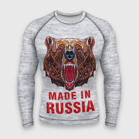 Мужской рашгард 3D с принтом made in Russia в Белгороде,  |  | bear | made | made in russia | russia | злой | медведь | пасть | русский | я | я русский
