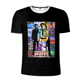 Мужская футболка 3D спортивная с принтом Muse в Белгороде, 100% полиэстер с улучшенными характеристиками | приталенный силуэт, круглая горловина, широкие плечи, сужается к линии бедра | Тематика изображения на принте: heavy | metal | muse | rock | trash | альтернатива | метал | рок | хеви