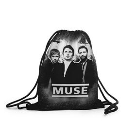 Рюкзак-мешок 3D с принтом Muse в Белгороде, 100% полиэстер | плотность ткани — 200 г/м2, размер — 35 х 45 см; лямки — толстые шнурки, застежка на шнуровке, без карманов и подкладки | heavy | metal | muse | rock | trash | альтернатива | метал | рок | хеви