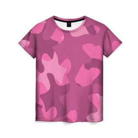 Женская футболка 3D с принтом Розовый камуфляж в Белгороде, 100% полиэфир ( синтетическое хлопкоподобное полотно) | прямой крой, круглый вырез горловины, длина до линии бедер | army | military | армия