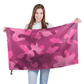 Флаг 3D с принтом Розовый камуфляж в Белгороде, 100% полиэстер | плотность ткани — 95 г/м2, размер — 67 х 109 см. Принт наносится с одной стороны | army | military | армия