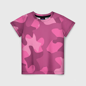 Детская футболка 3D с принтом Розовый камуфляж в Белгороде, 100% гипоаллергенный полиэфир | прямой крой, круглый вырез горловины, длина до линии бедер, чуть спущенное плечо, ткань немного тянется | army | military | армия