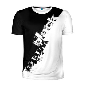 Мужская футболка 3D спортивная с принтом Black and White в Белгороде, 100% полиэстер с улучшенными характеристиками | приталенный силуэт, круглая горловина, широкие плечи, сужается к линии бедра | black | white | краска | черно белый
