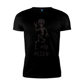 Мужская футболка премиум с принтом Alien в Белгороде, 92% хлопок, 8% лайкра | приталенный силуэт, круглый вырез ворота, длина до линии бедра, короткий рукав | инопланетянин | нло | прикол | пришелец | юмор