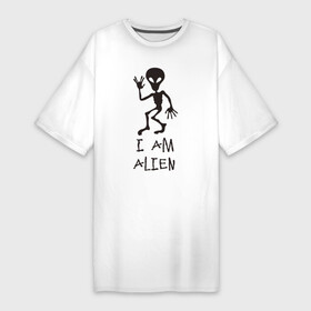 Платье-футболка хлопок с принтом Alien в Белгороде,  |  | инопланетянин | нло | прикол | пришелец | юмор