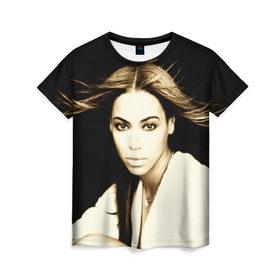 Женская футболка 3D с принтом Beyonce в Белгороде, 100% полиэфир ( синтетическое хлопкоподобное полотно) | прямой крой, круглый вырез горловины, длина до линии бедер | beyonce | бейонсе | музыка