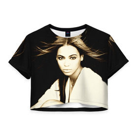 Женская футболка 3D укороченная с принтом Beyonce в Белгороде, 100% полиэстер | круглая горловина, длина футболки до линии талии, рукава с отворотами | beyonce | бейонсе | музыка