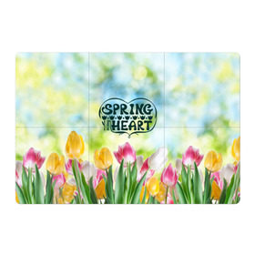 Магнитный плакат 3Х2 с принтом Весна в моем сердце в Белгороде, Полимерный материал с магнитным слоем | 6 деталей размером 9*9 см | Тематика изображения на принте: heart | весенний макет с тюльпанами поднимет настроение вам и окружающимspring | весна | сердце | тюльпан | цветы