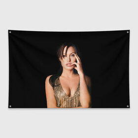 Флаг-баннер с принтом Анжелина Джоли в Белгороде, 100% полиэстер | размер 67 х 109 см, плотность ткани — 95 г/м2; по краям флага есть четыре люверса для крепления | angelina jolie | американская актриса | анжелина джоли | режиссёр | фотомодель | ценарист