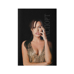 Обложка для паспорта матовая кожа с принтом Анжелина Джоли в Белгороде, натуральная матовая кожа | размер 19,3 х 13,7 см; прозрачные пластиковые крепления | Тематика изображения на принте: angelina jolie | американская актриса | анжелина джоли | режиссёр | фотомодель | ценарист