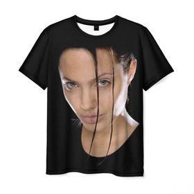 Мужская футболка 3D с принтом Анжелина Джоли в Белгороде, 100% полиэфир | прямой крой, круглый вырез горловины, длина до линии бедер | Тематика изображения на принте: angelina jolie | американская актриса | анжелина джоли | режиссёр | фотомодель | ценарист