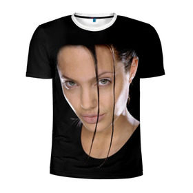 Мужская футболка 3D спортивная с принтом Анжелина Джоли в Белгороде, 100% полиэстер с улучшенными характеристиками | приталенный силуэт, круглая горловина, широкие плечи, сужается к линии бедра | angelina jolie | американская актриса | анжелина джоли | режиссёр | фотомодель | ценарист