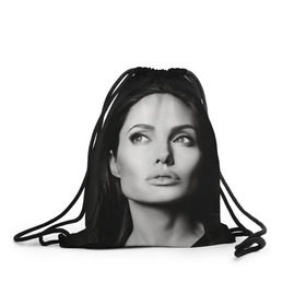 Рюкзак-мешок 3D с принтом Анжелина Джоли в Белгороде, 100% полиэстер | плотность ткани — 200 г/м2, размер — 35 х 45 см; лямки — толстые шнурки, застежка на шнуровке, без карманов и подкладки | angelina jolie | американская актриса | анжелина джоли | режиссёр | фотомодель | ценарист