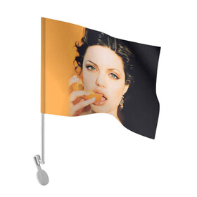 Флаг для автомобиля с принтом Анжелина Джоли в Белгороде, 100% полиэстер | Размер: 30*21 см | angelina jolie | американская актриса | анжелина джоли | режиссёр | фотомодель | ценарист