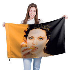 Флаг 3D с принтом Анжелина Джоли в Белгороде, 100% полиэстер | плотность ткани — 95 г/м2, размер — 67 х 109 см. Принт наносится с одной стороны | angelina jolie | американская актриса | анжелина джоли | режиссёр | фотомодель | ценарист