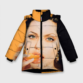 Зимняя куртка для девочек 3D с принтом Анжелина Джоли в Белгороде, ткань верха — 100% полиэстер; подклад — 100% полиэстер, утеплитель — 100% полиэстер. | длина ниже бедра, удлиненная спинка, воротник стойка и отстегивающийся капюшон. Есть боковые карманы с листочкой на кнопках, утяжки по низу изделия и внутренний карман на молнии. 

Предусмотрены светоотражающий принт на спинке, радужный светоотражающий элемент на пуллере молнии и на резинке для утяжки. | Тематика изображения на принте: angelina jolie | американская актриса | анжелина джоли | режиссёр | фотомодель | ценарист