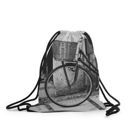 Рюкзак-мешок 3D с принтом Велосипед в Белгороде, 100% полиэстер | плотность ткани — 200 г/м2, размер — 35 х 45 см; лямки — толстые шнурки, застежка на шнуровке, без карманов и подкладки | bike | байк | велосипед | италия | стиль