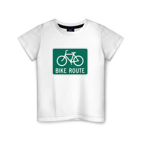 Детская футболка хлопок с принтом Дорога для велосипедистов в Белгороде, 100% хлопок | круглый вырез горловины, полуприлегающий силуэт, длина до линии бедер | велосипед | дорожный велосипедный знак знак | спорт | экстрим