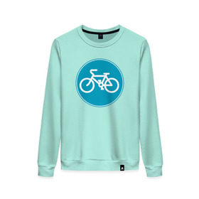 Женский свитшот хлопок с принтом Велосипедный знак в Белгороде, 100% хлопок | прямой крой, круглый вырез, на манжетах и по низу широкая трикотажная резинка  | велосипед | велосипедный знак приятного цвета.знак | спорт | экстрим