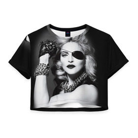 Женская футболка 3D укороченная с принтом Мадонна в Белгороде, 100% полиэстер | круглая горловина, длина футболки до линии талии, рукава с отворотами | madonna louise ciccone | автор песен | актриса | американская певица | мадонна луиза чикконе | писательница | продюсер | танцовщица